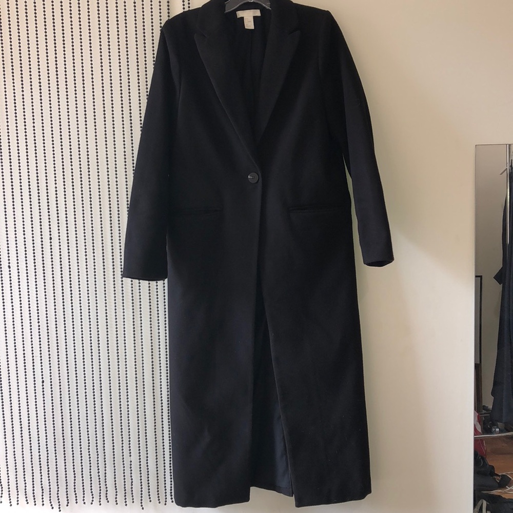 H&M Long Black Coat Size 4